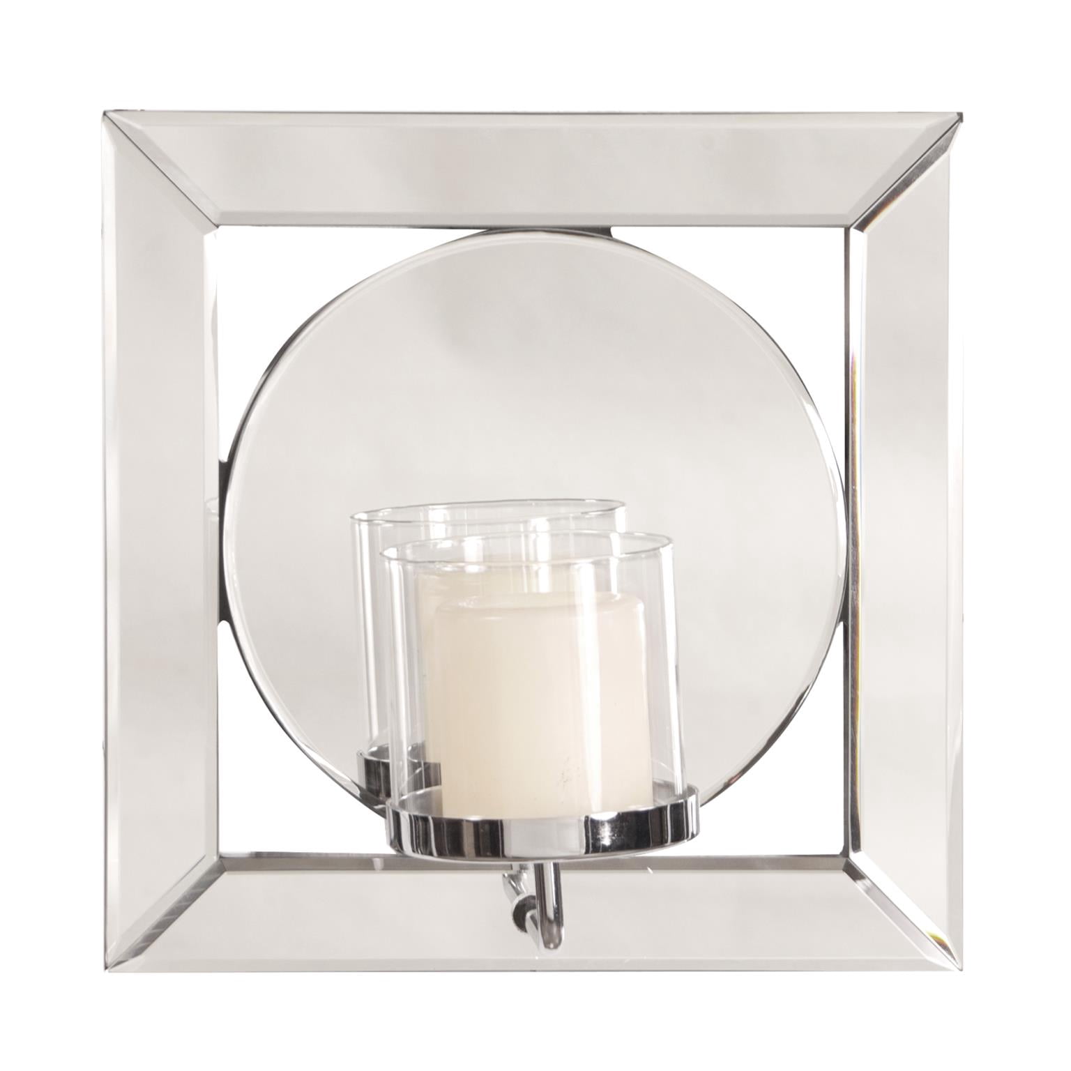 Tyler Dillon Square & Circle Decorative Wall Mirror with Candle Holder 12" x 12"