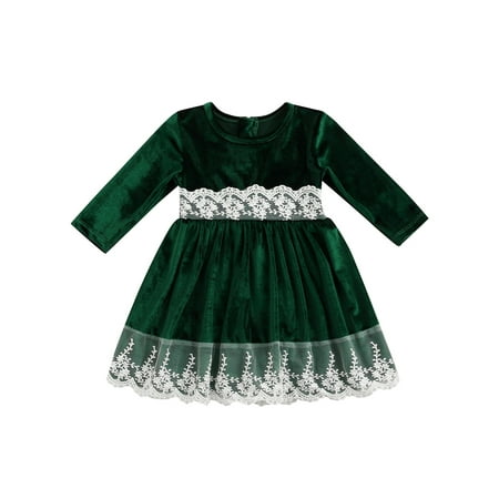 

Fullvigor Baby Girls Christmas Dress Long Sleeve Lace Hem Princess Tutu Dresses
