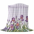 thumbnail image 6 of Purple Floral Spring Blanket Soft Cozy Warm Throw Blanket for Couch, Plush Fuzzy Flannel Fleece Blankets for Sofa, Lavender Buffalo Plaid Botanical Bed Blankets Lightweight Gifts for Women, 40"x50", 6 of 9