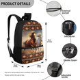 thumbnail image 5 of Uourmeti All Match 17 Inch Backpack for Travel Camping, Simple Stylish Smooth Zipper Durable Fabric School Bag, Horse Design, 5 of 6
