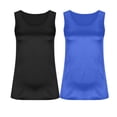 thumbnail image 3 of Timegard Tank Top for Women 2pc Satin Round Neck Sleeveless Tunic Top Solid Color Smoothing Casual Tee, 3 of 5