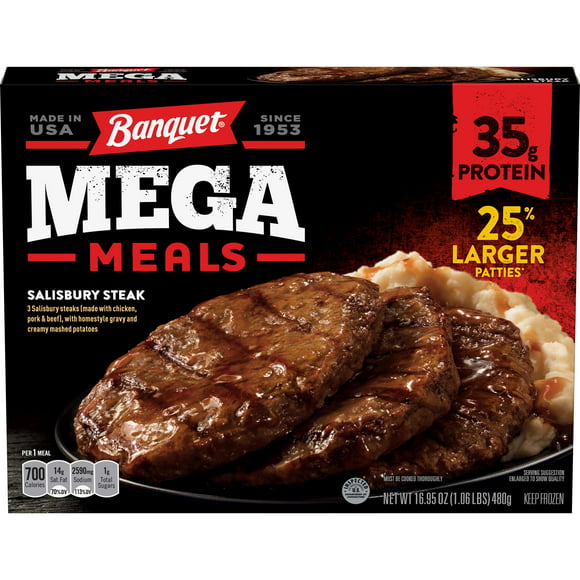 (8 Pack) Banquet Mega Meals Salisbury Steak, 16.95 oz.