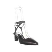 Womens Nine West Abander Ankle Strap Pumps, Black Leather, 8 US