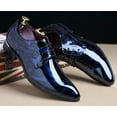 thumbnail image 6 of Santimon Men Oxford Dress Shoes Brogue Floral Patent Leather Casual Formal Business Derby Shoes Blue 10 US, 6 of 8