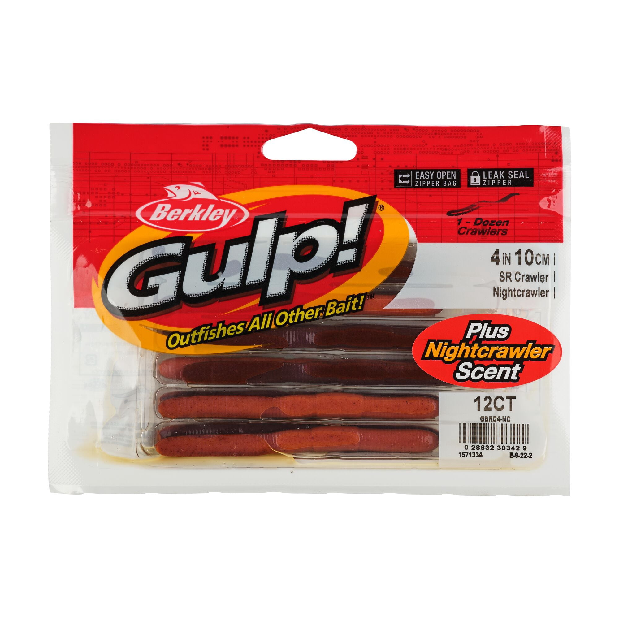 Berkley Gulp!® SR Crawler, 4 in, Worms, Nightcrawler (12-count)