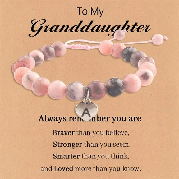 Personalized Initial Beaded Bracelet - Elegant Pink Letter A to T Charm Jewelry for Women & Girls, Perfect First Day of School, Birthday, Christmas Gift for Daughter & Granddaughter