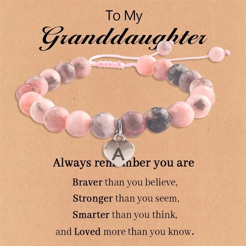 Personalized Initial Beaded Bracelet - Elegant Pink Letter A to T Charm Jewelry for Women & Girls, Perfect First Day of School, Birthday, Christmas Gift for Daughter & Granddaughter