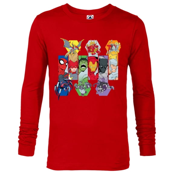 Marvel Mech Strike: Mechasaurs Avengers Heroes and Mechs - Long Sleeve T-Shirt for Men - Customized-New Red