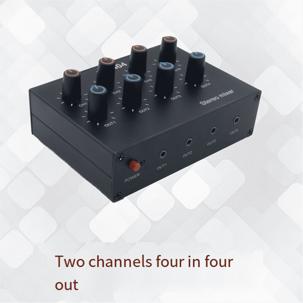 AU-404 Stereo Sound Four Multi Input Output Mixer Dual Channel Audio Music Mixing Four in Four Out,1 x Stereo Mixer,Black