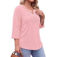 thumbnail image 3 of Fantaslook 3/4 Sleeve Womens Plus Size Tops V Neck Lace Blouses Casual Tunic Shirts, 3 of 9