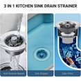 thumbnail image 4 of Stainless Steel Kitchen Sink Drain Strainer and Stopper Combo, 4 of 5