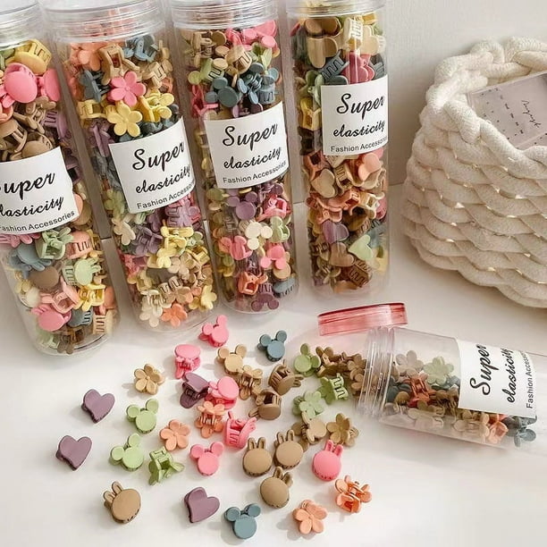 Pinza para el pelo enlatada para niñas, pequeña pinza para el pelo, accesorio para el pelo con flores bonitas, pinza para el pelo colorida para bebés