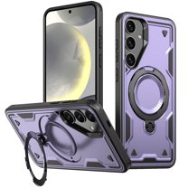 Rugged Phone Case for Samsung Galaxy S23 FE, Military Grade Shockproof Samsung Galaxy S23 FE Case with Ring Holder, Kickstand, TPU & PC Shell Compatible with MagSafe, Purple