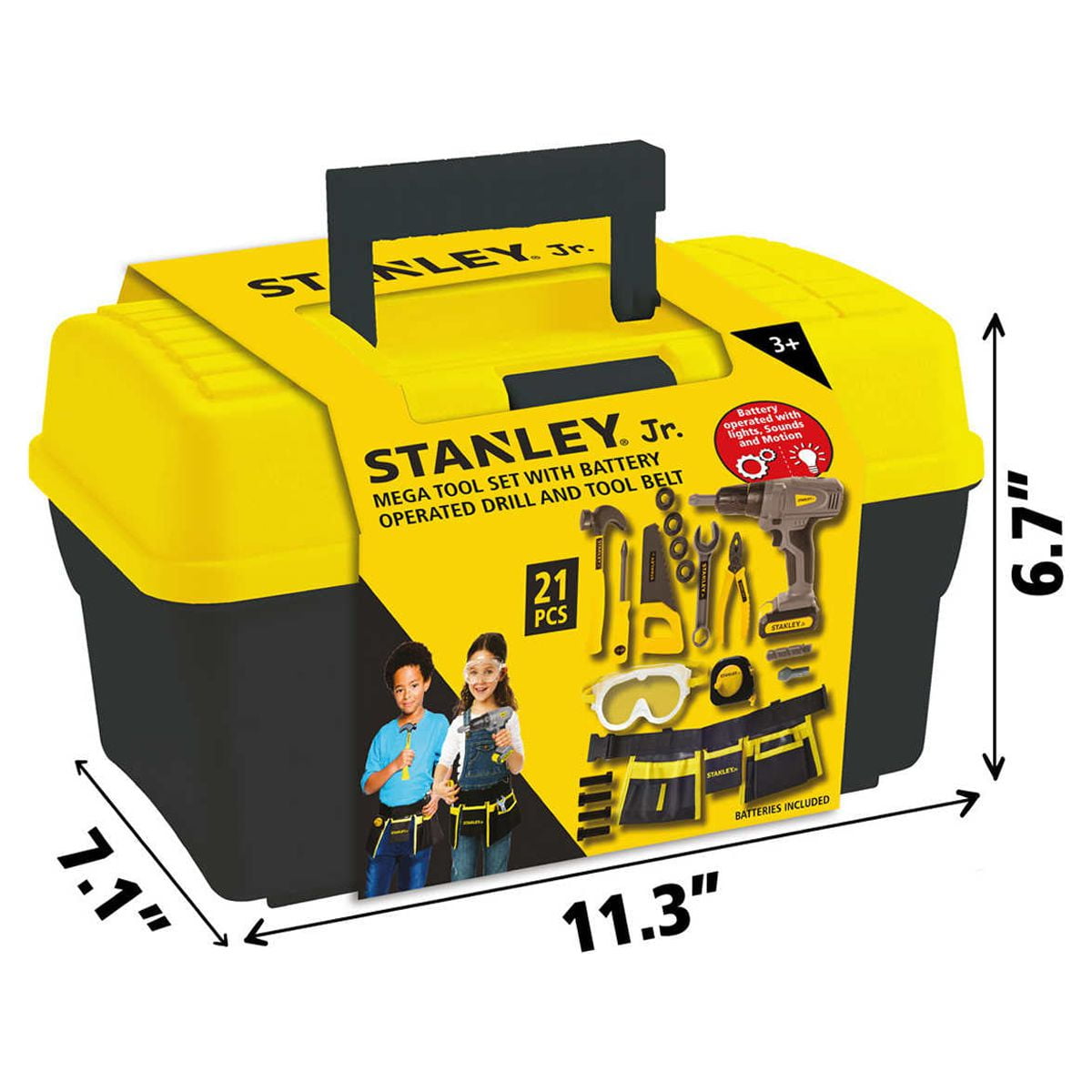 Stanley Jr. Kid Toy Role Play Toolbox Set Plastic Multicolored