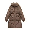 thumbnail image 6 of Breezora Women's Casual Longline Padded Coat Mid Waist Thick Thermal Cotton Blend European Style Winter Jacket M Size Coffee, 6 of 9