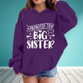 thumbnail image 2 of Oiyii Big Girl's Big Sister Hoodie Letter Graphic Long Sleeve Pullover Top Warm Cozy Hooded Sweatshirt,Purple, 2 of 4