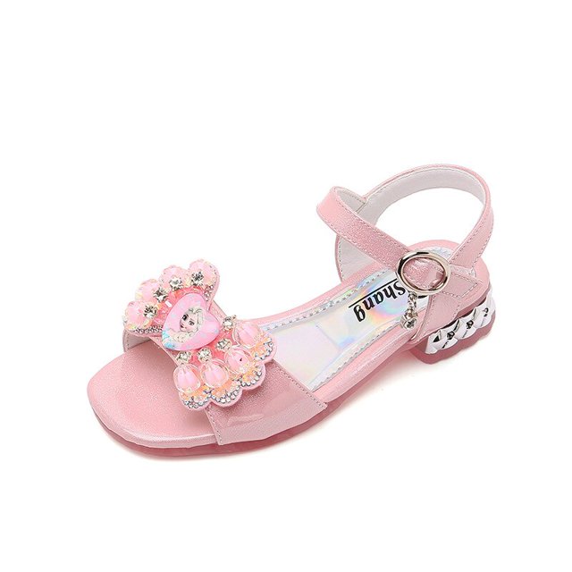 Sandalias de tacón alto para niñas de Disney, nuevos zapatos de princesa frozen elsa, zapatos de tacón alto para niñas pequeñas, Aisha show shoes27-Insole 16,8 cm Gao Jinjia LED