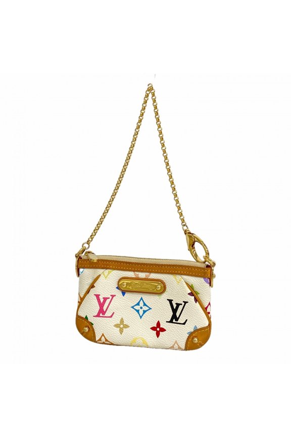 Pre-Owned Louis Vuitton Bag/Pouch Monogram Multicolor Pochette Mila PM M60098 Blanc Women's