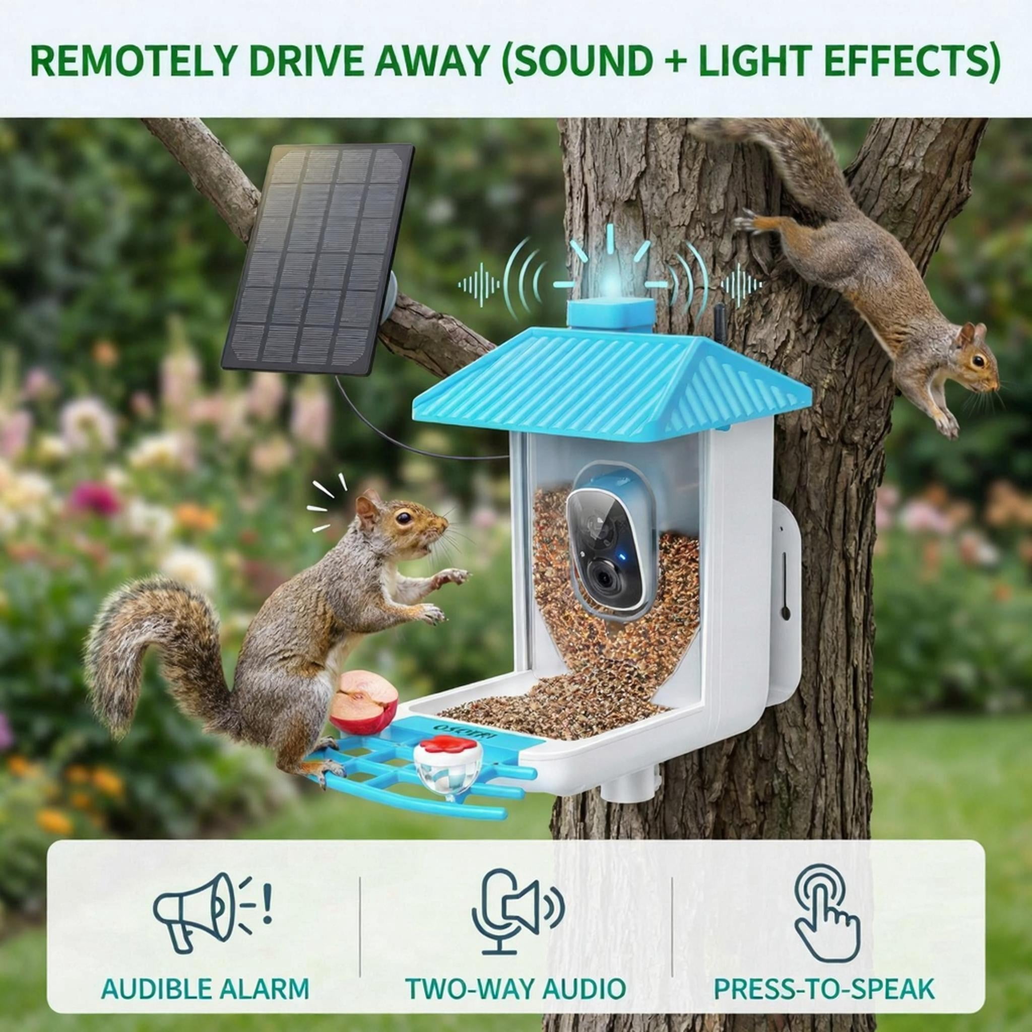 Easoger Smart Bird Feeder with 1080P HD Auto Capture Bird Videos & Motion Detection, 1.3 L Capacity