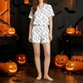 thumbnail image 5 of Womens Halloween Pajamas Ladies Halloween Sleepwear Short Sleeve Top with Shorts Soft Nightwear Ensemble Women Pajamas White XXL, 5 of 6
