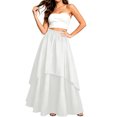 thumbnail image 6 of Vynhevius Women's Irregular Layered Maxi Skirt Solid Elastic Waist Vintage Medieval Casual Long A Line Skirts, 6 of 6