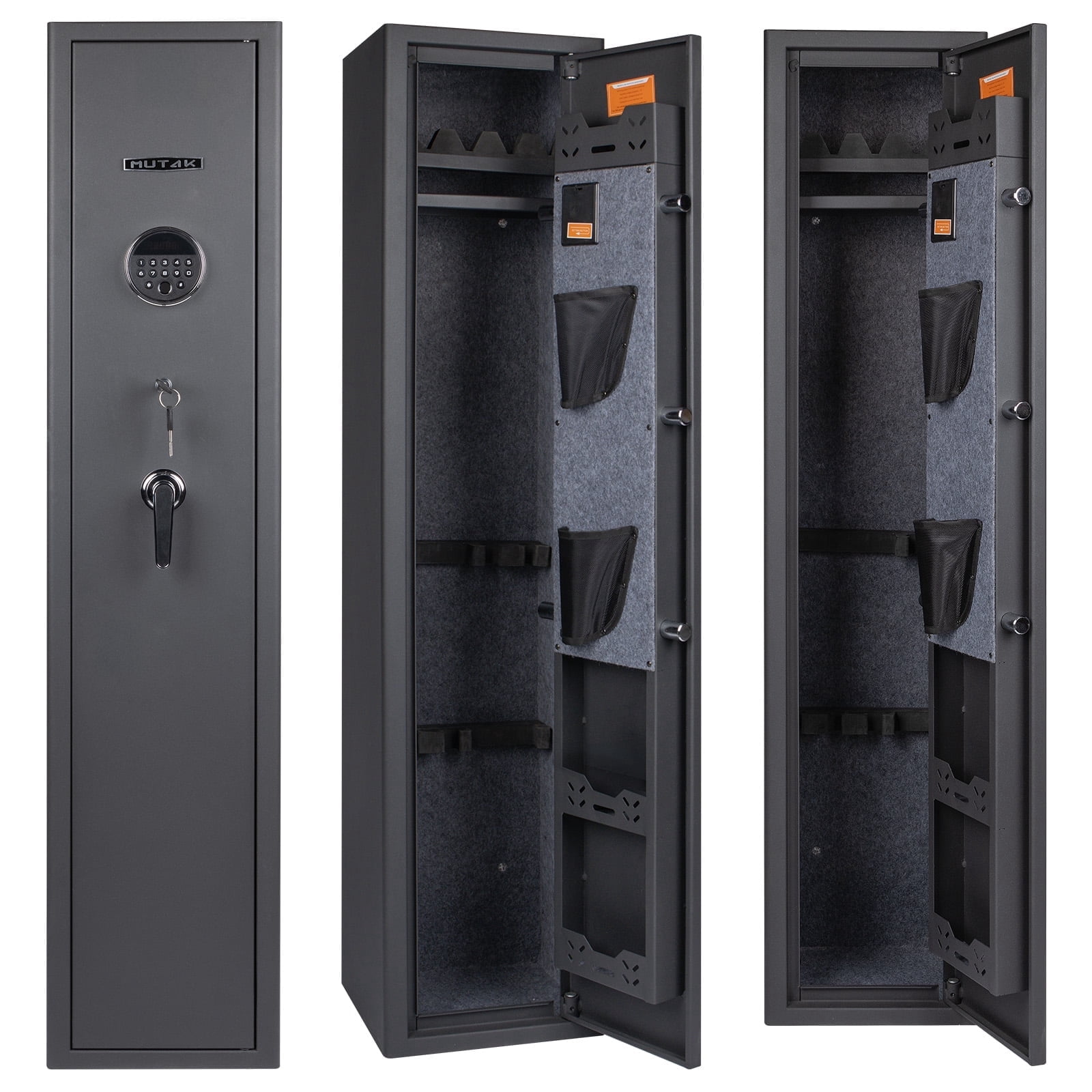 5  Large Gun Safe, Mutak Biometric Fingerprint, Gun Cabinet with Mute Mode, Long Gun Safe with Adjustable Gun Support, Removable Shelf & Metal Storage Box