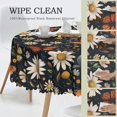 thumbnail image 2 of Round Tablecloth Daisy Butterfly Vintage 60 Inch Table Cover for Dining Polyester Cloth with Scalloped Edges Stain Resistance Kitchen Picnic Party Restaurant Decoration, 2 of 6