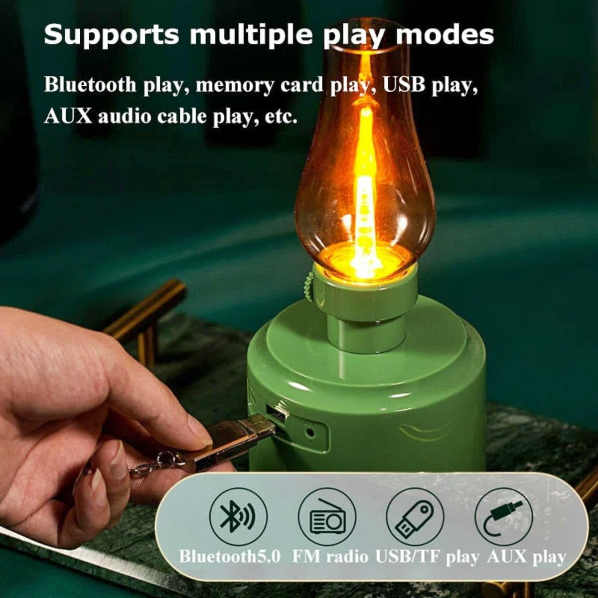 Bluetooth Speaker, Retro Kerosene Lamp Speaker, Rechargeable Portable Night Light, Table Lamp Scene Speaker, Suitable for Bedroom, Cafe, Bar, Desk Decoration, Outdoor Camping