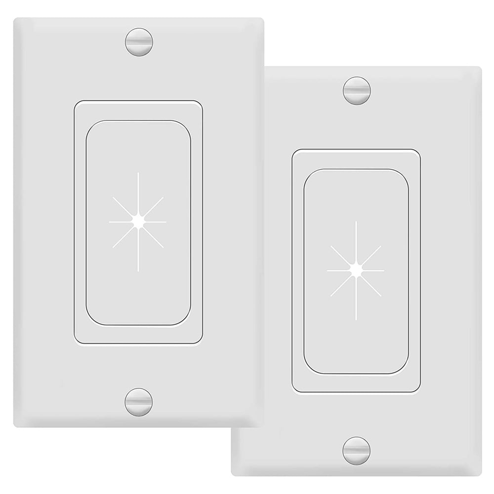 2 Pack Flexible Rubber Wall Grommet Insert with Decorator Wall Plate, 1