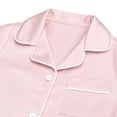 thumbnail image 6 of NIPAXO Girls Pajamas Set Short Sleeve Button-Down Silk Satin Sleepwear with White Piping for Toddler and Kids, 6 of 8