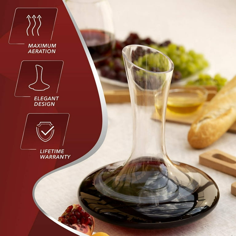Le Chateau Red Wine Decanter - Hand Blown, Lead-Free Crystal Glass Decanter  and Wine Aerator - Full Bottle (750ml) Wine Decanters and Carafes 