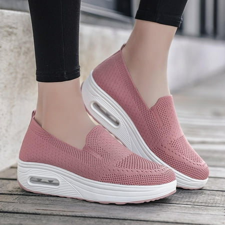 

FITORON Women s Sneakers- Fashion Mesh Casual Shoe Thick Bottom Rocking Shoe Student Working Pink 36