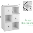 thumbnail image 3 of Floor Standing Bookcase Cabinet, 3-Tier Storage Organizer with 3 Cubes & 3 Drawers, Modern Bookshelf with Anti-toppling Device, for Office, Living Room, Study Room, White, 3 of 8