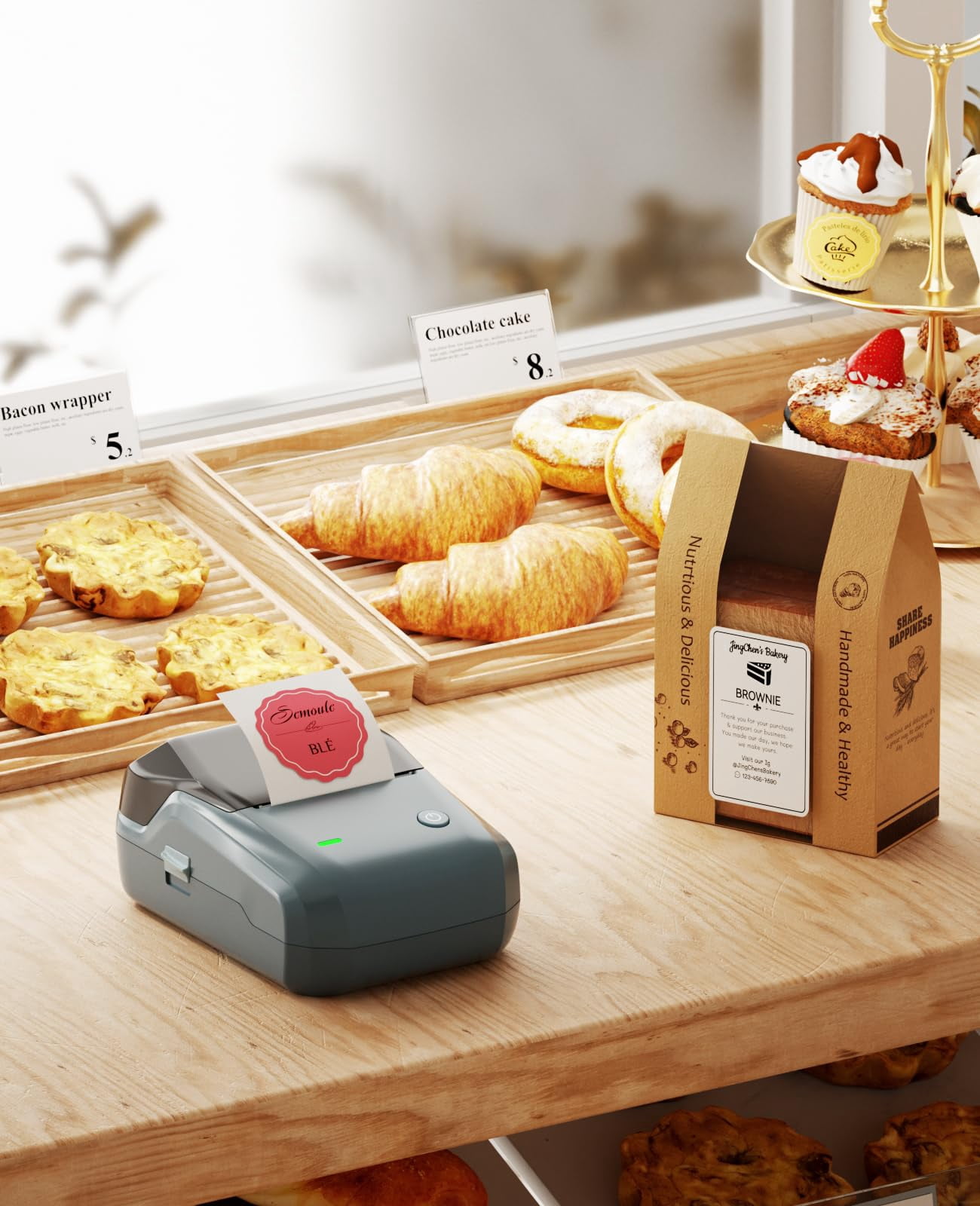 B1 Label Maker Machine  Thermal Printer Easy To Use For Office Home Business Came With 3 Roll White Labels(blue)