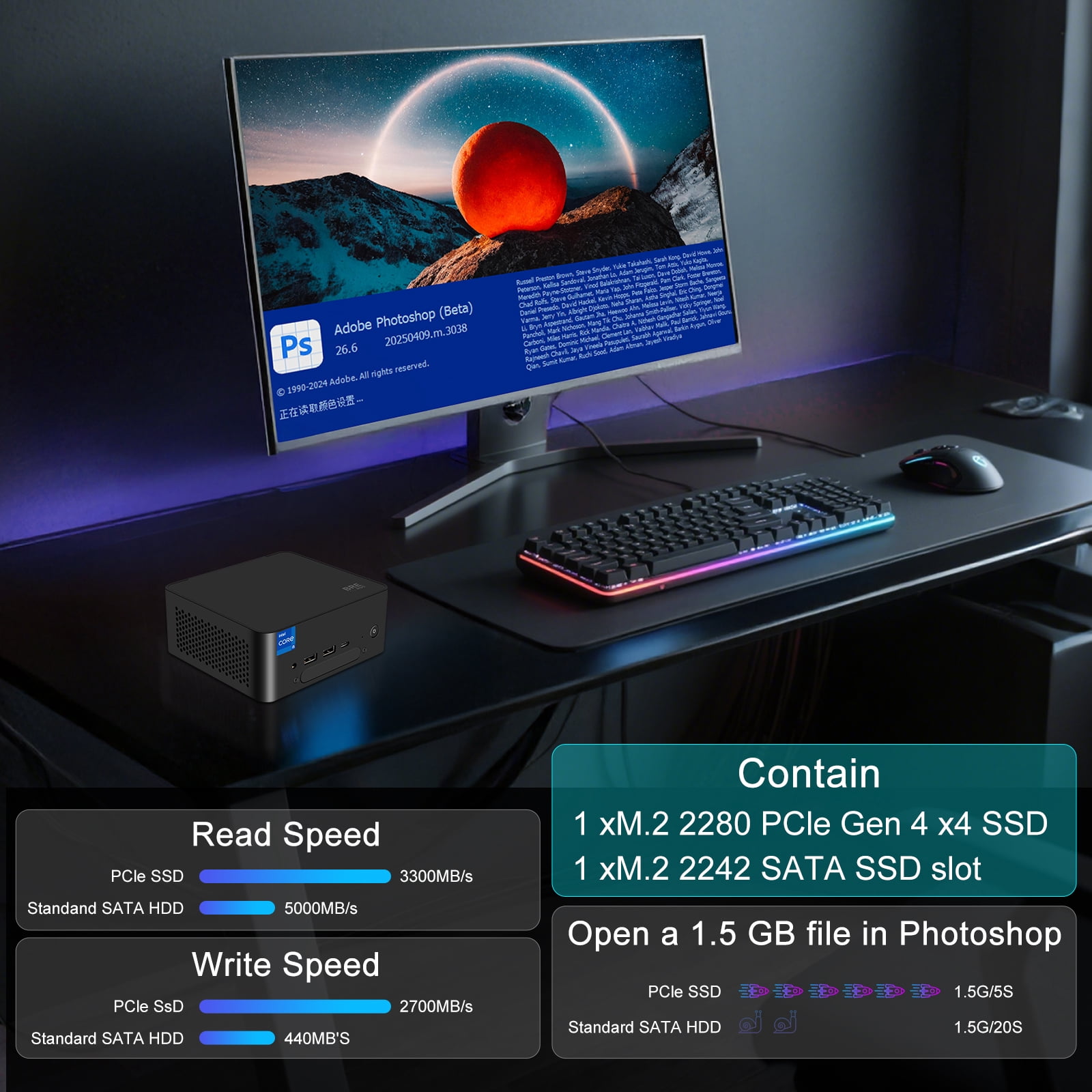 BREB Mini Gaming Desktop PC, Intel Core i7-1260P, Wi-Fi 6, Bluetooth 5.2 Barebone