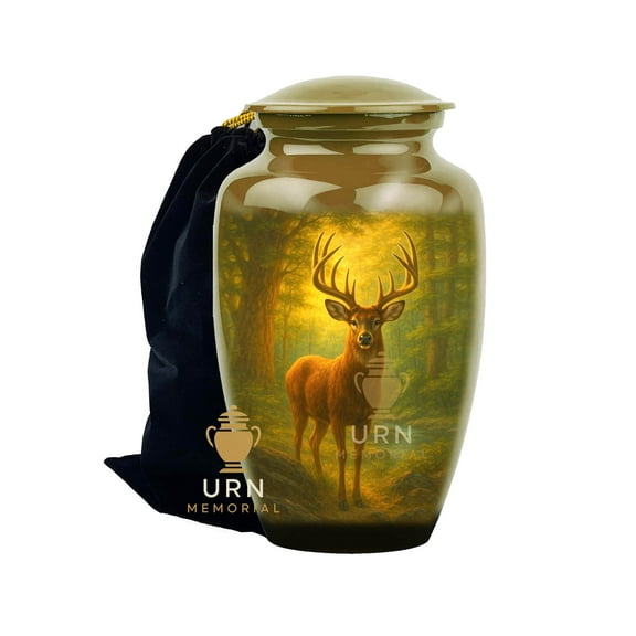 Deer Ashes Urn – Handcrafted Aluminum Cremation Urn for Adult Human Ashes – Elegant Wildlife Memorial Keepsake in Assorted Colors (1.2kg, 25x16x16cm)