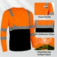 thumbnail image 4 of Hi-Vis Safety Shirt Long Sleeve Class 3 Reflective Work T-Shirt 3-Pack Orange/Black, 4 of 7