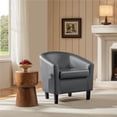 thumbnail image 3 of Renwick Faux Leather Barrel Accent Chair for Livingroom, Gray, 3 of 9