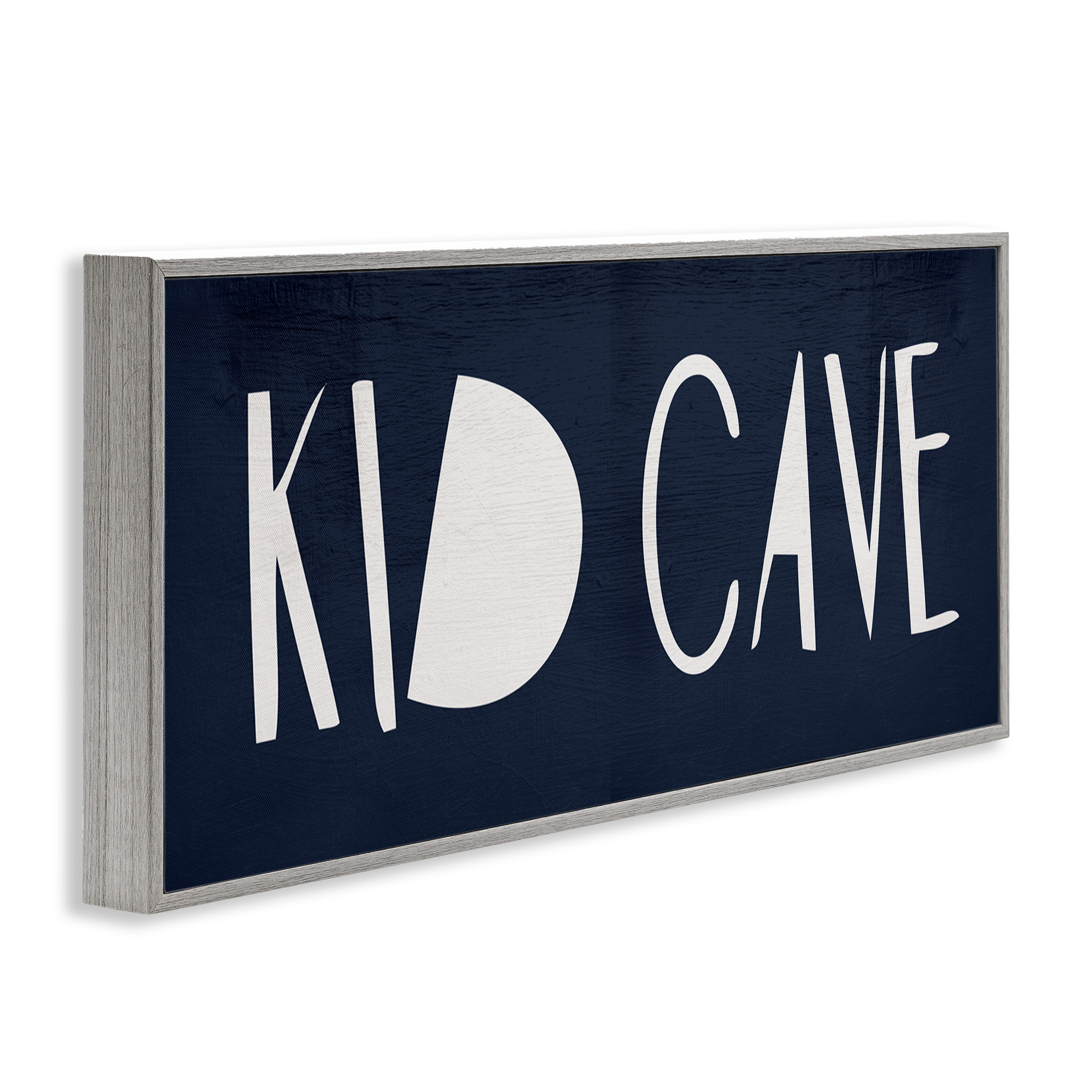 Stupell Industries Minimal Kid Cave Sign Typography Painting Gray Framed Art Print Wall Art, 30 x 13