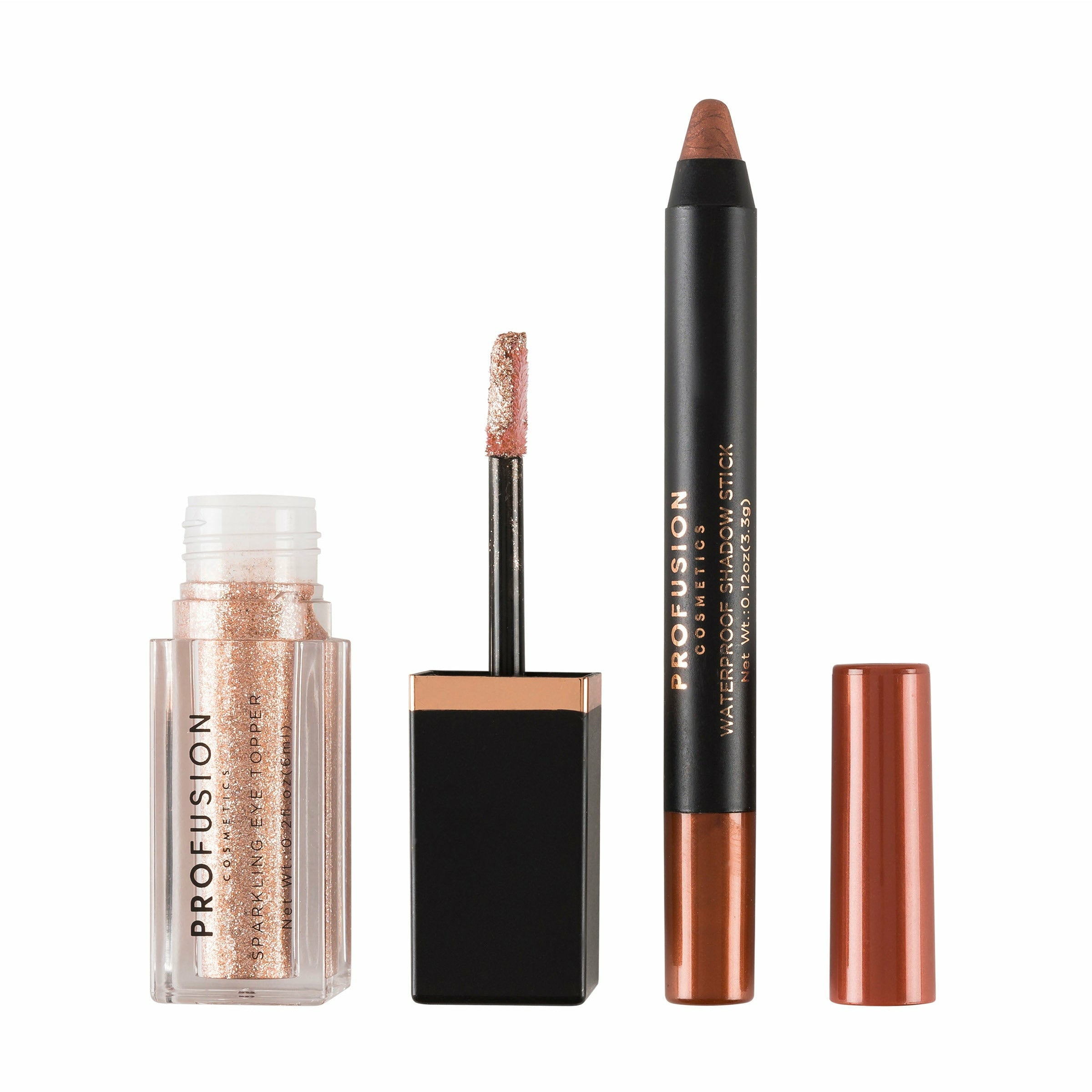 Profusion Cosmetics Eye Sparkler Duo Set, Waterproof Shadow Stick and Sparkling Eye Topper, Glisten