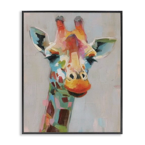 Stupell Industries Painterly Rainbow Giraffe Black Framed Giclee Art, design by Svetlana Aleynikova