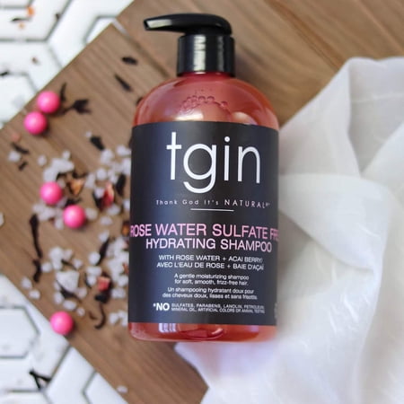 TGIN Curls N  Roses- Rose Water Sulfate Free Hydrating Shampoo 12oz