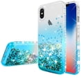 thumbnail image 3 of Compatible for Apple iPhone Xs Case, iPhone X Case, with [Temper Glass Screen Protector] SOGA Diamond Glitter Liquid Quicksand Cover Cute Girl Women Phone Case [Clear/Teal], 3 of 5