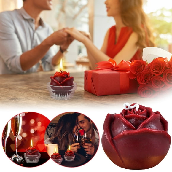 Dvkptbk Rose Art Products Rose Candle - Oil - Red Tea Light - Beautiful Candlelight - Floral Series Home Decor