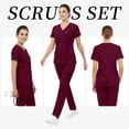 thumbnail image 2 of Niaahinn Scrubs for Women Set - V-Neck Top & Elastic Waist Pants for Nursing Uniforms with 7 Pockets, 2 of 7