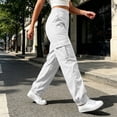 thumbnail image 7 of QIYAGBSA Women's Jogger Pants Elastic Waist Drawstring Multi Pocket Outdoor Hiking Casual Daily Wear (White M), 7 of 7