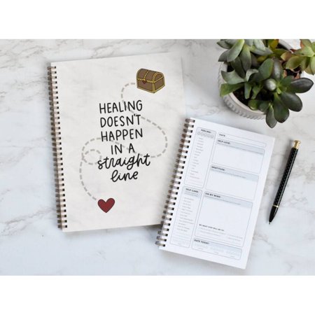 Mental Health Journal | Healing / Straight Line | Daily Check-In for Mental Wellness | Therapy Journal with Coloring Sheets