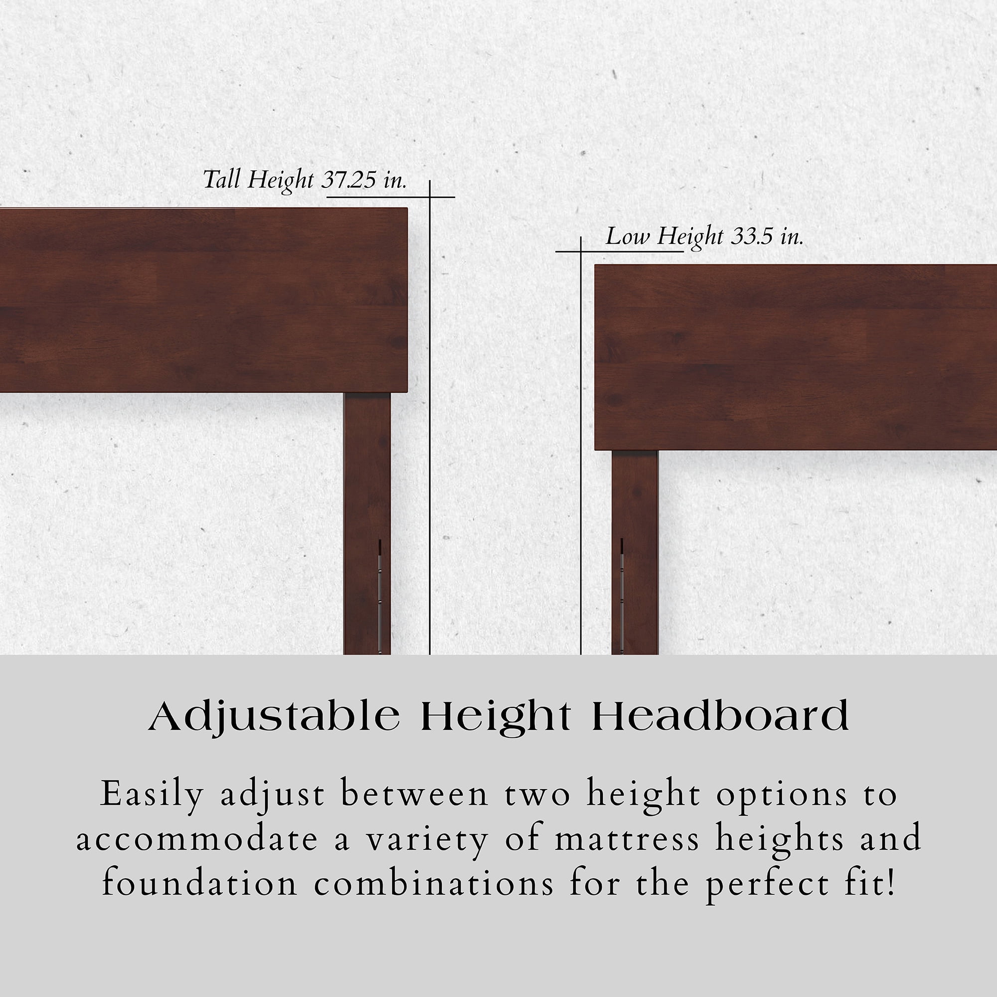 AFI Orlando Full Low Profile Wood Platform Bed Frame with Panel Headboard, Walnut