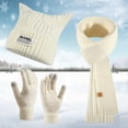 thumbnail image 2 of QASIEATN Winter Hat Beanie Long Scarf Touchscreen Gloves Set 3Pcs Soft Thick Fleece Lined Gloves Cap Scarf Set for Women Fall Fashion Accessories, 2 of 9