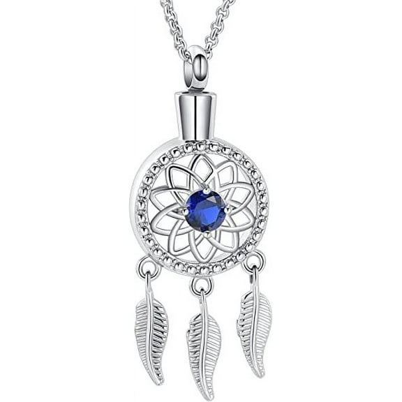 Cremation Jewelry for Ashes for Women Urn Necklace Dream Catcher Tribe Pendant with Angel's Feather Keepsake Memorial Jewelry Ash Holder